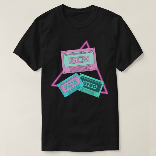 カセット合成波レトロ90sアートVaporwave Music 2 Tシャツ (デザイン正面)