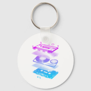 カセット爆発の眺め-音楽テープレトロDJ キーホルダー