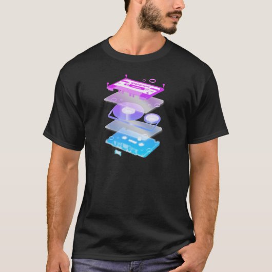 カセット爆発- DJ DJingのディスクジョッキー音楽 Tシャツ (正面)