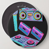 カセット、オーディオスタイルテンプレートボタン 缶バッジ (正面&裏面)
