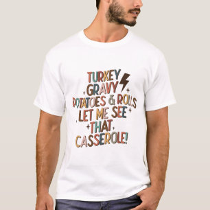 カセロールレトロ感謝祭を見おもしろいてみよう Tシャツ