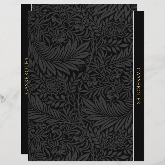 カセロール |レシピ分割器 |ヴィンテージブラックフローラ (正面/裏面)