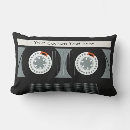 カゼットテープカスタム文字枕 ランバークッション (正面)