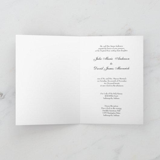 カソリッエレガントクの結婚金ゴールド・ブルゴーニュ 招待状 (内部)