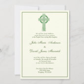 カソリッエレガントクアイリッシュケルト十字アイボリー結婚ズ 招待状 (正面)