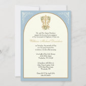 カソリッエレガントクバプティスメアリーブルーフローラ 招待状 (正面)