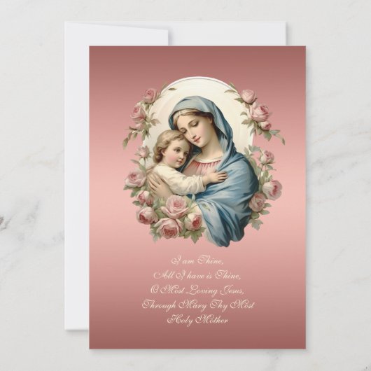 カソリッエレガントクバプティスメアリーブルーフローラ 招待状 (裏面)