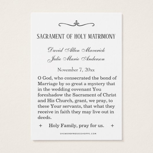 カソリッエレガントクバラ祈りの言葉結婚の聖札 (裏面)