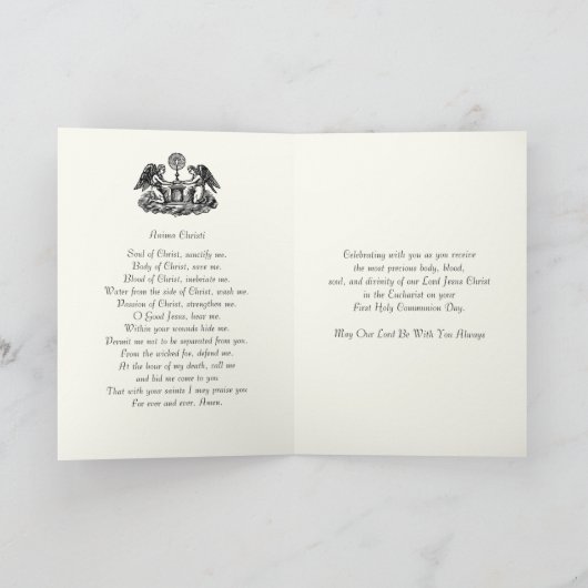 カソリッエレガントクファースト聖餐式祈りの言葉カード カード (内部)
