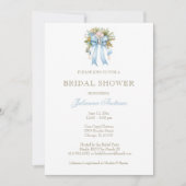 カソリッエレガントクブライダルシャワーフローラボウ 招待状 (正面)