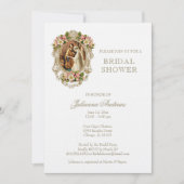 カソリッエレガントクブライダルシャワーフローラ金ゴールド 招待状 (正面)