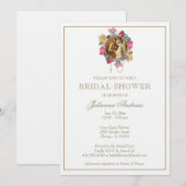 カソリッエレガントクブライダルシャワー金ゴールドフローラインビタ 招待状 (正面/裏面)