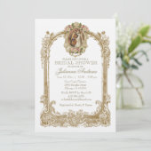 カソリッエレガントクブライダルシャワー金ゴールドフローラインビタ 招待状 (スタンド正面)