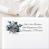 カソリッエレガントクブルーバラ結婚ズ ラベル (インサイチュ)