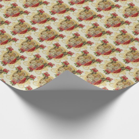 カソリッエレガントクヴァージンメアリーイエズレッドローゼラップ ラッピングペーパー (角)
