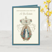 カソリッエレガントク卒業ヴァージンメアリーバラカード カード (黄色い花)