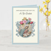 カソリッエレガントク卒業ヴァージンメアリーバラカード カード (黄色い花)