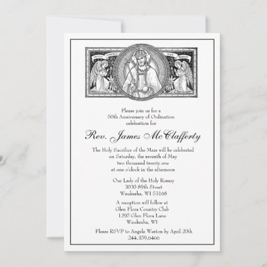 カソリッエレガントク司教授与記念日 招待状 (正面)