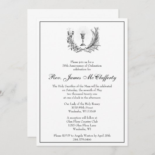 カソリッエレガントク司教授与記念日 招待状 (正面/裏面)
