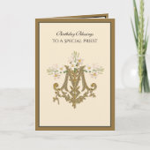 カソリッエレガントク司祭金ゴールドマリアン・クロス・リリー カード (正面)