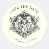 カソリッエレガントク結婚アイボリーの神聖な家庭 ラウンドシール (正面)