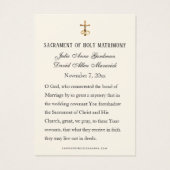 カソリッエレガントク結婚式の引き出物カード (裏面)