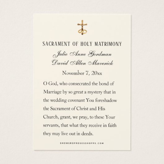 カソリッエレガントク結婚式の引き出物カード (裏面)