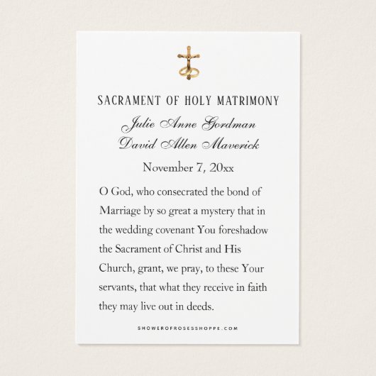 カソリッエレガントク結婚式の引き出物カード (裏面)