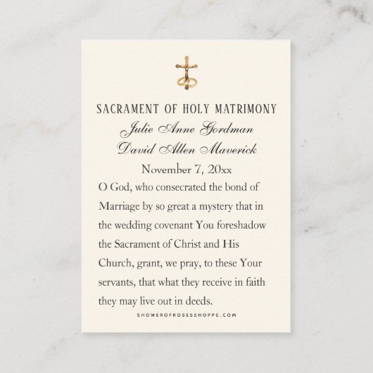 カソリッエレガントク結婚式の引き出物カード プレイスカード (裏面)