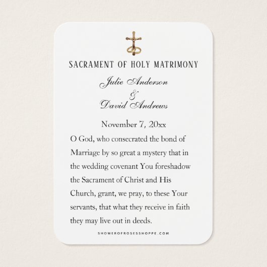 カソリッエレガントク結婚式の引き出物ヴァージンメアリーカード (裏面)