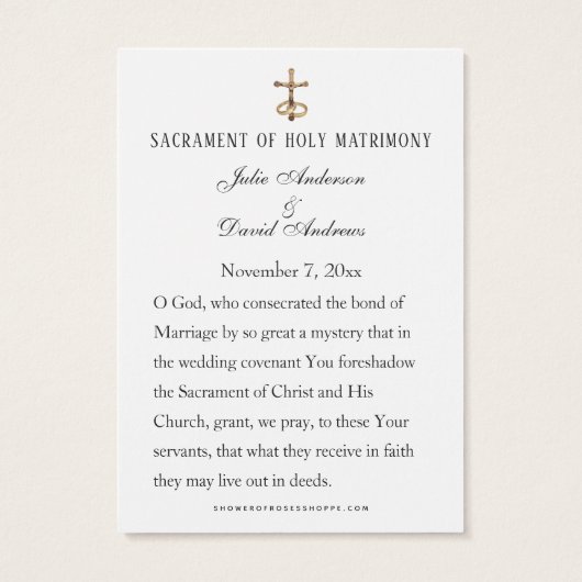 カソリッエレガントク結婚式の引き出物ヴァージンメアリーカード (裏面)