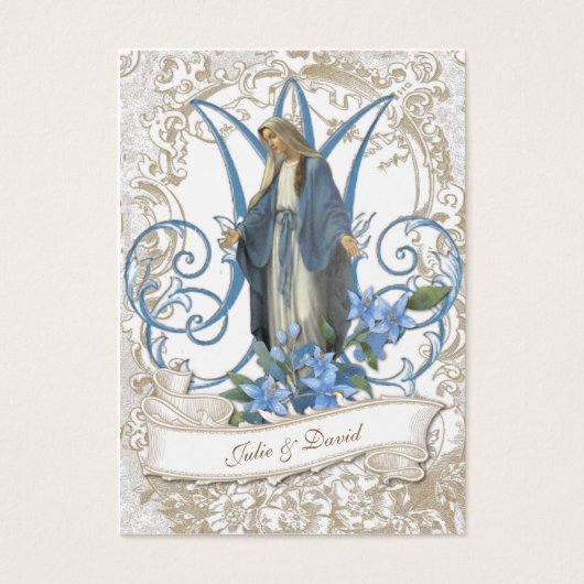 カソリッエレガントク結婚式の引き出物ヴァージンメアリーカード (正面)