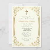 カソリッエレガントク金ゴールドバプテスマ《キリスト教》洗礼式や命名式 招待状 (正面)