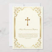 カソリッエレガントク金ゴールドバプテスマ《キリスト教》洗礼式や命名式 招待状 (裏面)