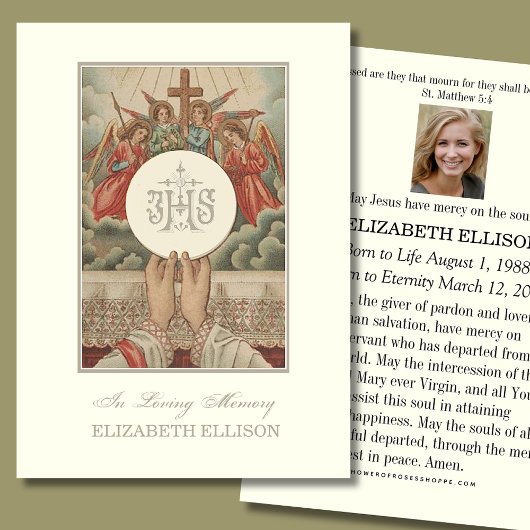 カソリックイエズスユーチャーリストエンジェル葬儀祈りの言葉カード