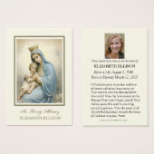 カソリックイエズス神慈悲の葬儀祈りの言葉カード (正面&裏面)