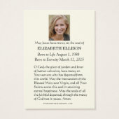 カソリックイエズス神慈悲の葬儀祈りの言葉カード (裏面)