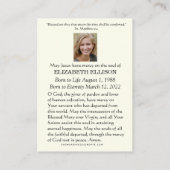 カソリックイエズス神慈悲の葬儀祈りの言葉カード プレイスカード (裏面)