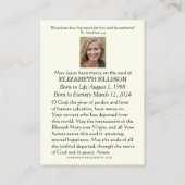 カソリックイエズス聖ハート葬儀祈りの言葉カード プレイスカード (裏面)