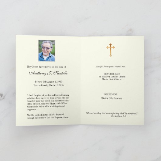 カソリックイエズス葬儀マス宗教祈りの言葉 カード (内部)