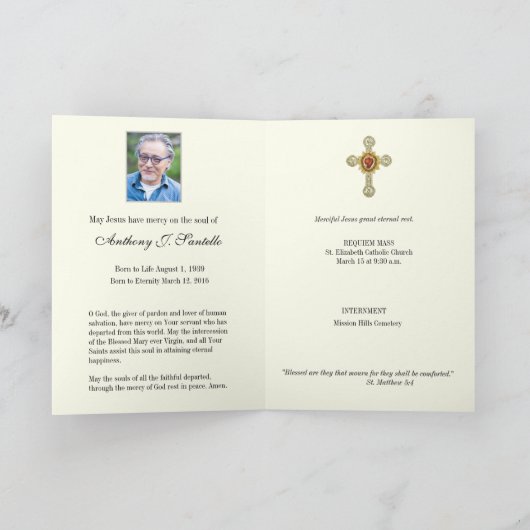 カソリックイエズス葬儀マス宗教祈りの言葉 カード (内部)