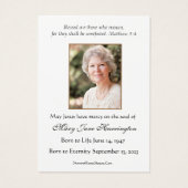 カソリックイエズス葬儀記念フローラ祈りの言葉カード (裏面)