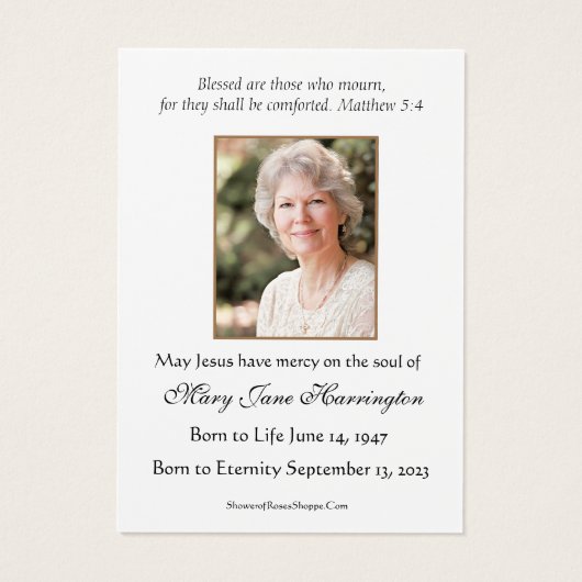 カソリックイエズス葬儀記念フローラ祈りの言葉カード (裏面)