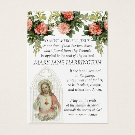 カソリックイエズス葬儀記念フローラ祈りの言葉カード (正面)