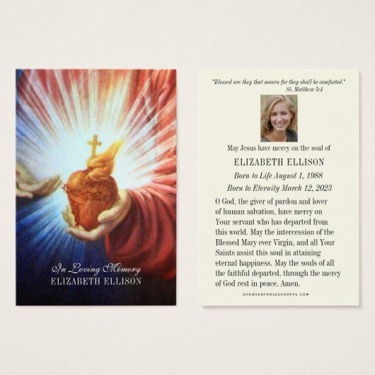 カソリックイエズス葬儀記念祈りの言葉カード (正面&裏面)