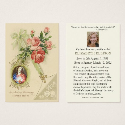 カソリックイエズス葬儀記念祈りの言葉カード (正面&裏面)