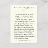 カソリックイエズス追悼式祈りの言葉カード 名刺 (裏面)