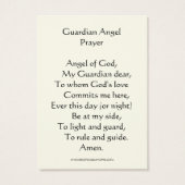 カソリックガーディアンジェル祈りの言葉ホーリーカード (裏面)