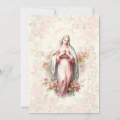 カソリックガールバプテスマ賛美《キリスト教》洗礼式や命名式マザー 招待状 (裏面)