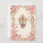 カソリックガールバプテスマ《キリスト教》洗礼式や命名式ピンクフローラ 招待状 (裏面)